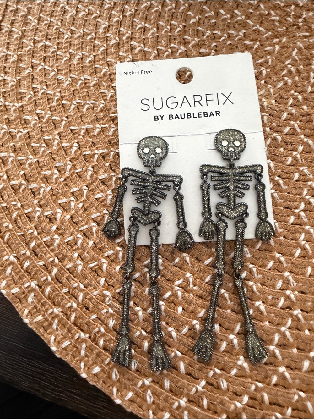 BaubleBar SUGARFIX Sparkling Gunmetal Skeleton Dangle Earrings